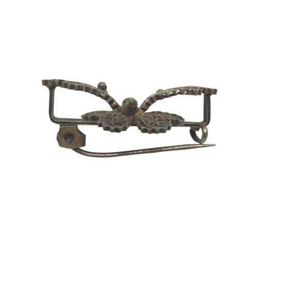 VTG Italian .900 Silver Filigree Butterfly Brooch Marked Italy Bug Insect Pin - Picture 6 of 7